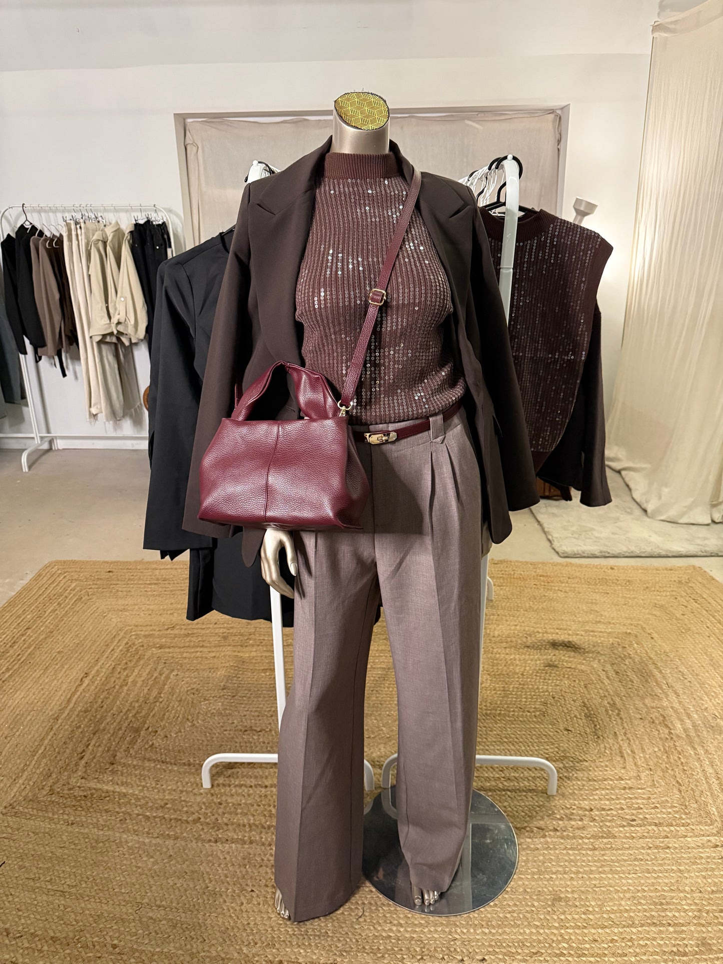 Olivia Top - Zwart en Bruin