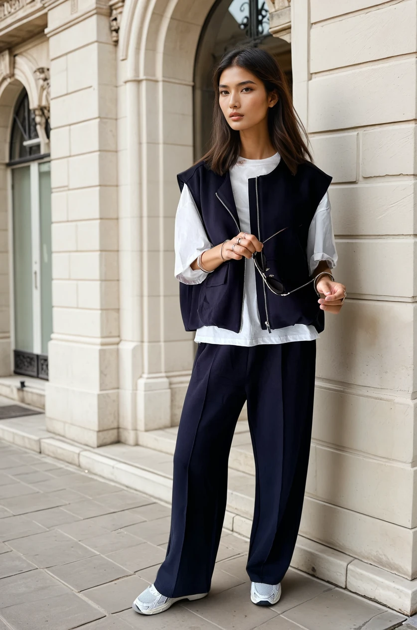 Set gilet pantalon navy