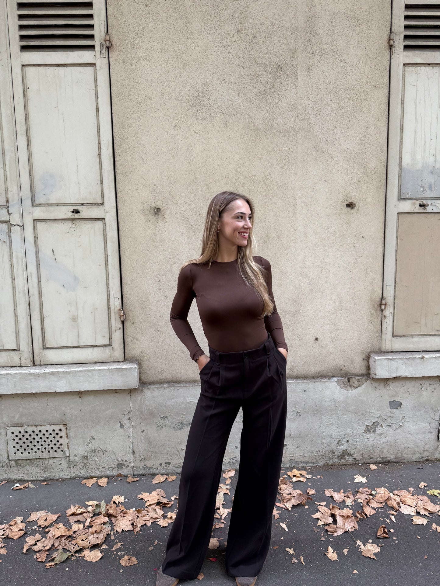 Paris Lange Mouwen Body Bruin