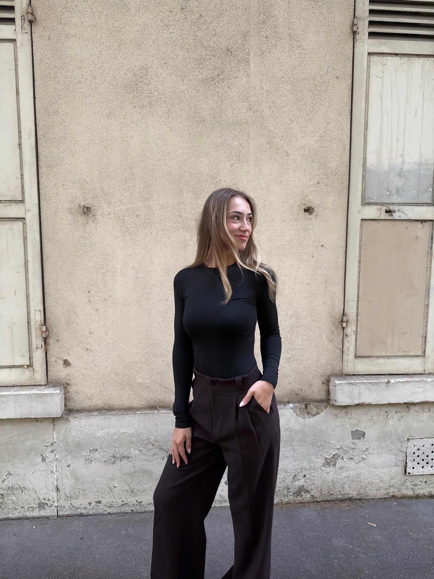 Paris Lange Mouwen Body Zwart