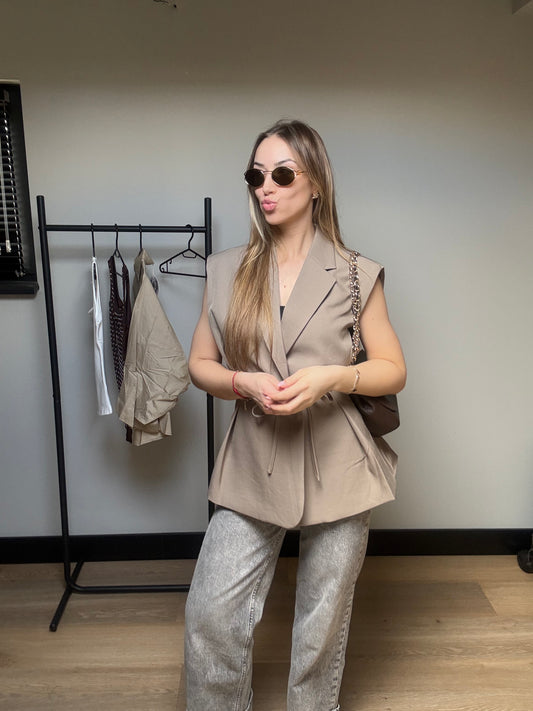 Tailored Gilet Taupe