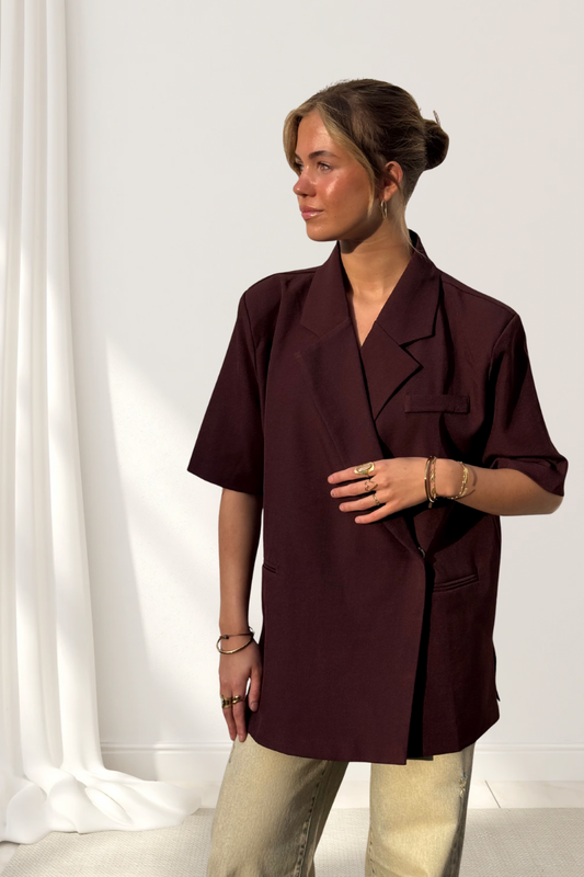 Short Sleeve Blazer Burgundy