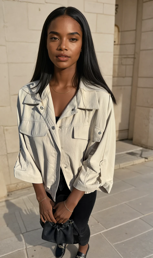 Beige Oversized Jacket
