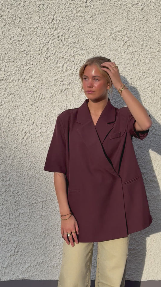 Short Sleeve Blazer Burgundy